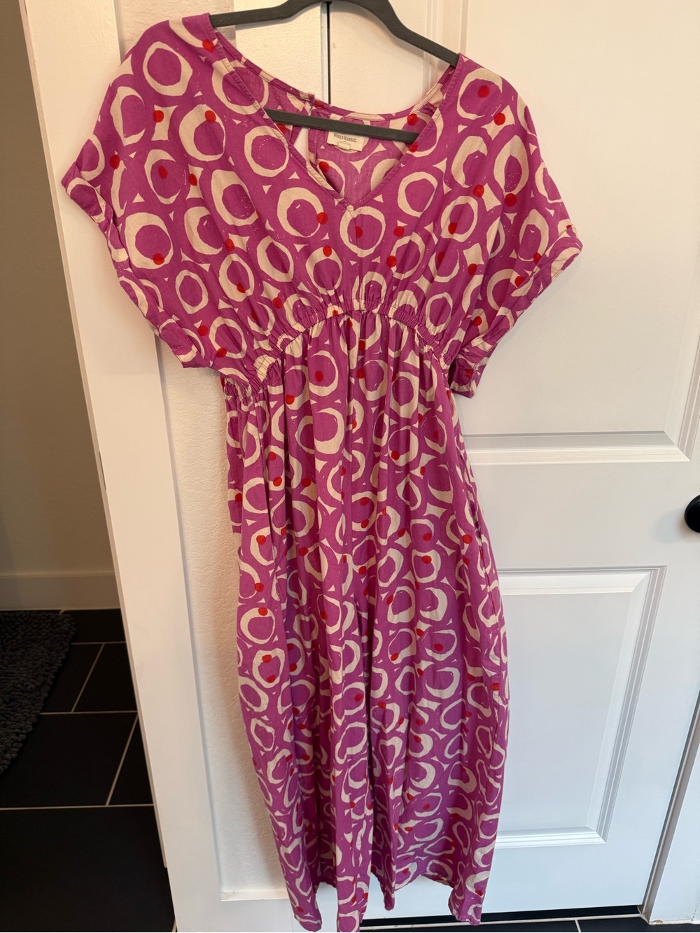 Cost Plus World Market Pink and White Circle Print Casual jumpsuit